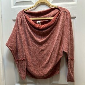 We The Free Dusty Rose Draped Cowl Neck Sweater